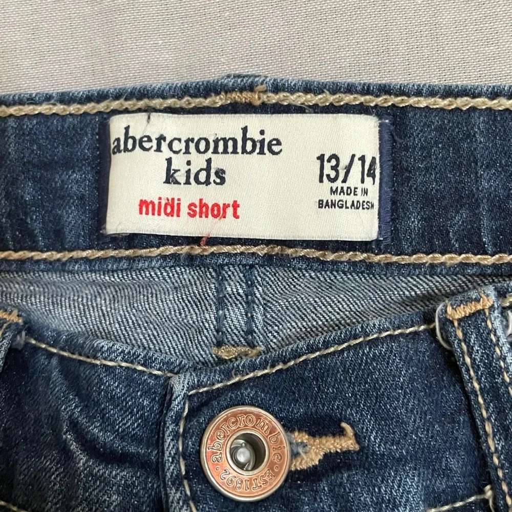 Abercrombie‎ Kids Girls Denim Distressed Cuffed Midi Shorts Size 13 14